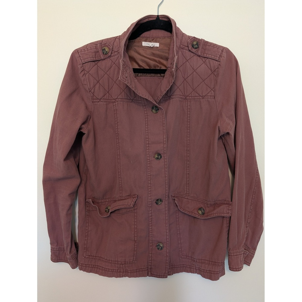 Maurices Quilted Shoulder Utility Military Field Safari Jacket MauvePlum Women M